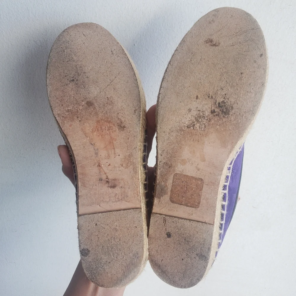 CELINE purple Suede flat Espadrille Slip-On shoes size 5